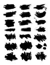 Collection of ink Brush Strokes. Set of vector Grunge Brushes. Dirty textures of banners, boxes, frames and elements Royalty Free Stock Photo