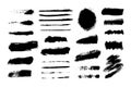 Collection of ink line Brush Strokes. Set of vector Grunge Brushes. Dirty textures of banners, boxes, frames Royalty Free Stock Photo