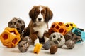 collection of interactive puzzle toys for puppies