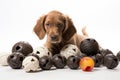 collection of interactive puzzle toys for puppies