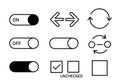 Collection of interface ui elements toggle switches checkboxes arrows and refresh icons Royalty Free Stock Photo