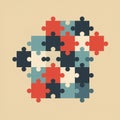 A collection of interlocking puzzle pieces in a random arrangement forms a geometric pattern. Royalty Free Stock Photo