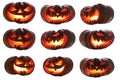 collection of internally illuminated halloween pumpkins