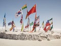 Collection of International Flags in the Bolivian Desert