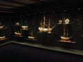 Collection of the international Maritime museum in Hamburg - japanese and chinese ship models Royalty Free Stock Photo