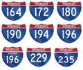 Collection of Interstate highway shields used in the US Royalty Free Stock Photo