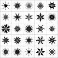 A collection of intricate starburst and snowflake designs displayed in a grid format on a white background Royalty Free Stock Photo