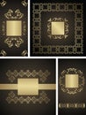 Collection of invitation cards with decorative floral frames Royalty Free Stock Photo