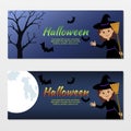 Collection Of Invitations Halloween With A Cute Witch.
