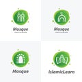 Collection of Islamic Learning Logo. Mosque Logo Design Template Royalty Free Stock Photo