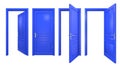 Collection of isolated blue doors