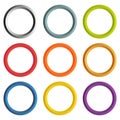 Collection of 9 isolated circle frames with white copyspace