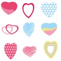 Collection of isolated hand drawn hearts in different colors. Design for Valentine Royalty Free Stock Photo