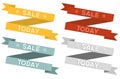 Collection of 4 isolated ribbons with Sale today text