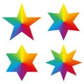 Collection of 4 isolated stars with rainbow gradient