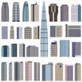 Collection of isolated vector buildings illustration