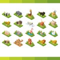 Collection of isometric animals. Vector illustration decorative design