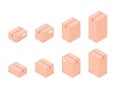 Set of isometric boxes isolated on white background Royalty Free Stock Photo