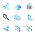 Isometric business analytics icons for data visualization and finance  on transparent background Royalty Free Stock Photo
