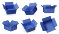 Collection of isometric open boxes on white background. Ideal for delivery, shipping, packaging, and online store visuals. Royalty Free Stock Photo