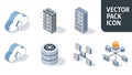 Isometric Technology Icons: Cloud, Servers, Database, Network Royalty Free Stock Photo