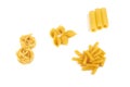 Collection of italian pasta portion isolated on white background. Royalty Free Stock Photo