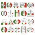 Collection of italy stamps and labels. Vector illustration decorative design
