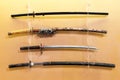 Collection of Japanese Katana, Daito, Wakizashi, Tanto, Samurai swords.