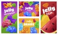 Collection of jelly shop vertical poster and horizontal banner vector flat illustration gummy sweets