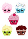 Collection with kawaii cupcakes.