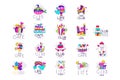 Collection of kids logo templates set, kids cafe, club, life colorful labels vector Illustrations on a white background