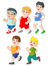 Collection of kids running collection set Royalty Free Stock Photo