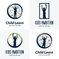Collection of Kids Touching Stars and Learning Logo Design Template