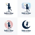 Collection of Kids Touching Stars Logo Design Template