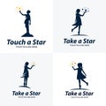 Collection of Kids Touching Stars Logo Design Template