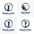 Collection of Kids Touching Stars Logo Design Template