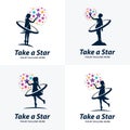 Collection of Kids Touching Stars Logo Design Template Royalty Free Stock Photo