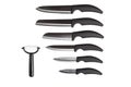 Collection of Kitchen Black Knives - Stock Image