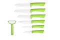 Collection of Kitchen Green Knives - Stock Image
