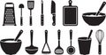 Set of Kitchen Tools Silhouette Vector Cooking Utensils and Appliances Collection Royalty Free Stock Photo
