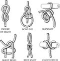 A collection of knots and hitches illustrations Royalty Free Stock Photo