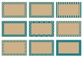 Set Label With Different Pattern Beige And Dark Blue