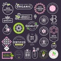 Collection of labels and stickers for natural cosmetics and beauty products Royalty Free Stock Photo
