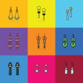 Collection Of Lady Earring with Gemstone vector illustration. Royalty Free Stock Photo