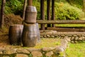 Collection of large earthen pots Royalty Free Stock Photo