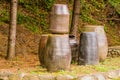 Collection of large earthen pots Royalty Free Stock Photo