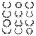 Collection of laurel wreaths, vector silhouettes Royalty Free Stock Photo