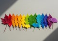 A collection of leaves arranged in a gradient follows the colors of Royalty Free Stock Photo