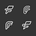 Collection letter F modern vector logotype icon design concept. Universal minimalist linear logos template isolated on