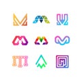 Collection of the letter logo M color gradient full color Royalty Free Stock Photo